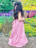 A-Line/Princess Lace Sash/Ribbon/Belt Scoop Sleeveless Ankle-Length Flower Girl Dresses TPP0007494