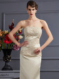 Trumpet/Mermaid Strapless Sleeveless Applique Long Satin Mother of the Bride Dresses TPP0007356