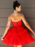A-Line/Princess Strapless Tulle Ruffles Sleeveless Short/Mini Homecoming Dresses TPP0004466