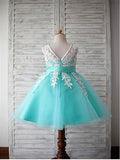 Ball Gown Scoop Sleeveless Bowknot Knee-Length Tulle Flower Girl Dresses TPP0007532