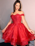 Ball Gown Off-the-Shoulder Cut Short With Applique Organza Homecoming Dresses TPP0004111