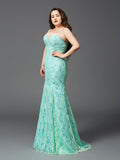 Sheath/Column Strapless Lace Sleeveless Long Satin Plus Size Dresses TPP0004326