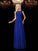 A-Line/Princess Bateau Rhinestone Sleeveless Long Chiffon Dresses TPP0009213