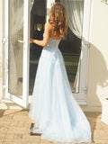 A-Line/Princess Tulle Applique Sweetheart Sleeveless Sweep/Brush Train Dresses TPP0004857