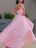 A-Line/Princess Satin Sweetheart Ruffles Sleeveless Asymmetrical Dresses TPP0009068