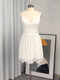 A-Line/Princess Spaghetti Straps Sleeveless Lace Short/Mini Homecoming Dresses TPP0004568