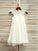 A-Line/Princess Chiffon Lace Scoop Sleeveless Tea-Length Flower Girl Dresses TPP0007518