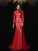 Sheath/Column Bateau Lace 3/4 Sleeves Long Lace Dresses TPP0009181