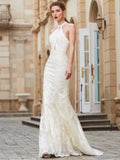Sheath/Column Jewel Sleeveless Floor-Length Applique Lace Dresses TPP0004053