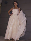 A-Line/Princess Paillette Spaghetti Straps Sleeveless Floor-Length Dresses TPP0004791