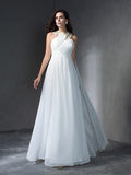 A-Line/Princess Jewel Beading Sleeveless Long Chiffon Dresses TPP0009144