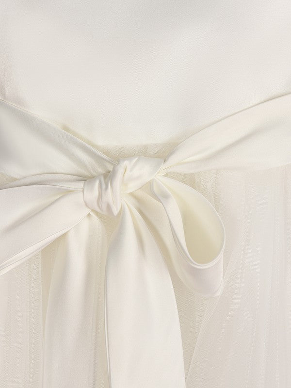 A-Line/Princess Tulle Sash/Ribbon/Belt Scoop Sleeveless Tea-Length Flower Girl Dresses TPP0007531