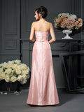 A-Line/Princess Strapless Pleats Sleeveless Long Taffeta Mother of the Bride Dresses TPP0007370