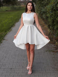 A-Line/Princess Satin Ruffles Jewel Sleeveless Short/Mini Homecoming Dresses TPP0004641
