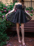 A-Line/Princess Off-the-Shoulder Sleeveless Short/Mini Chiffon Homecoming Dresses TPP0004719