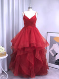 A-Line/Princess Ruffles Spaghetti Straps Sleeveless Organza Floor-Length Dresses TPP0004601