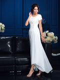 A-Line/Princess Scoop Short Sleeves High Low Chiffon Mother of the Bride Dresses TPP0007119