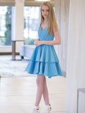 A-Line/Princess Straps Sleeveless Satin Ruffles Short/Mini Dresses TPP0004251