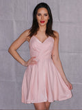 A-Line/Princess Ruched V-neck Sleeveless Short/Mini Homecoming Dresses TPP0004801
