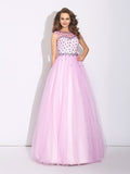 A-Line/Princess Jewel Rhinestone Sleeveless Long Net Dresses TPP0003679