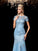 Sheath/Column Sheer Neck Applique Short Sleeves Long Lace Dresses TPP0009140