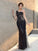 Sheath/Column One-Shoulder Sequin Long Sleeves Long Lace Dresses TPP0009128