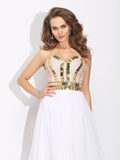 A-Line/Princess Sweetheart Beading Sleeveless Long Chiffon Dresses TPP0003796