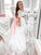 A-Line/Princess Tulle Sash/Ribbon/Belt Off-the-Shoulder 1/2 Sleeves Sweep/Brush Train Flower Girl Dresses TPP0007481