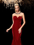 Sheath/Column Sweetheart Sleeveless Long Velvet Dresses TPP0009143