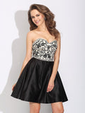 A-Line/Princess Sweetheart Bowknot Sleeveless Short Satin Dresses TPP0008928