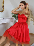 A-Line/Princess Satin Sleeveless Ruffles Sweetheart Short/Mini Homecoming Dresses TPP0004650