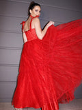 A-Line/Princess Lace Ruffles Square Sleeveless Floor-Length Dresses TPP0004708