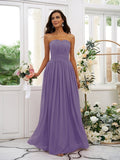 A-Line/Princess Chiffon Ruffles Strapless Sleeveless Floor-Length Bridesmaid Dresses TPP0004948