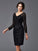 Sheath/Column V-neck Lace Long Sleeves Short Elastic Woven Satin Mother of the Bride Dresses TPP0007400