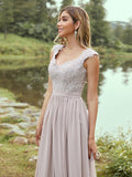 A-Line/Princess Chiffon Applique Sweetheart Sleeveless Floor-Length Bridesmaid Dresses TPP0004983