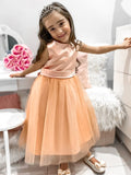 A-Line/Princess Tulle Bowknot Scoop Sleeveless Tea-Length Flower Girl Dresses TPP0007500