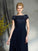 A-Line/Princess Bateau Applique Short Sleeves Long Chiffon Mother of the Bride Dresses TPP0007264