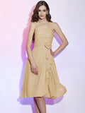 A-Line/Princess Straps Sleeveless Pleats Applique Short Chiffon Bridesmaid Dresses TPP0005629