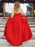 A-Line/Princess Satin Ruffles Sweetheart Sleeveless Floor-Length Dresses TPP0004638