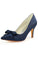 Navy Blue High Heels Wedding Shoes with Bowknot Fashion Satin Wedding Shoes