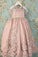 Pink Princess Pageant Gowns Scoop Neck Short Sleeves Flower Girl Dresses,Baby Dresses
