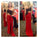 One Shoulder Sexy Lace Appliques Backless With a Slit Side Long Red Prom Dresses