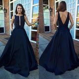 A Line Evening Dresses Sleeveless Party Dresses Evening Gowns Open Back Formal Gown
