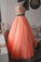 Coral Two Piece Jewel Keyhole Organza Beaded Quinceanera Dresses