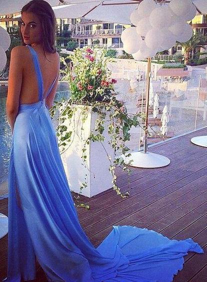 Long Prom Dresses blue Prom Dress chiffon Prom dress sexy backless prom Dress prom Dress