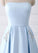A-Line Blue Simple Satin Strapless Beaded Pockets Lace Up Back Long Sleeveless Prom Dresses