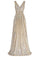 A Line Sequin V Neck V Back Sleeveless Gold Ruffles Maxi Evening Prom Dresses uk PW336