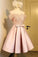 A Line Off the Shoulder Short Prom Dress Appliques Bowknot Lace Homecoming Dress