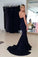 Affordable Strapless Black Sweetheart Elegant Mermaid Long Open Back Bridesmaid Dress