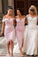 Mermaid Pink Off the Shoulder Sweetheart Prom Dresses Long Bridesmaid Dresses